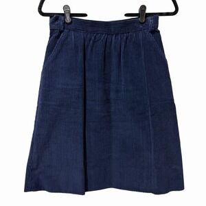 Vintage Maybro Skirt Corduroy Navy Blue Pockets Size 4 27" Waist Knee Length